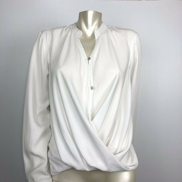 Blank NYC Tops - BLANK NYC White Long Sleeve Tunic Top Drape Front